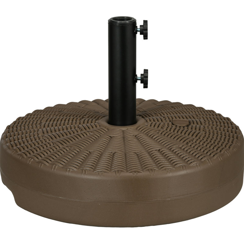 Base de parasol robuste de 64 lb - pour l'extérieur, remplissable, s'adapte à un poteau de 1,5 po ou 2 po, avec un abat-jour brun et une finition