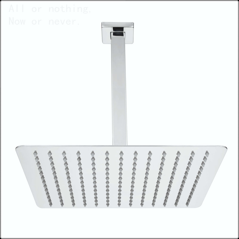 Pomme de douche à pluie haute pression, pomme de douche ultra-mince en acier inoxydable 304 avec buses autonettoyantes, revêtement complet du corps