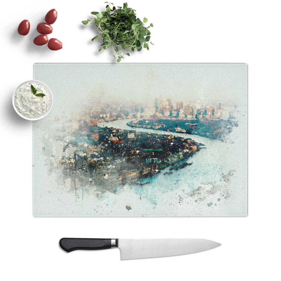 Tempered Glass River Thames and London Skyline Chopping Board