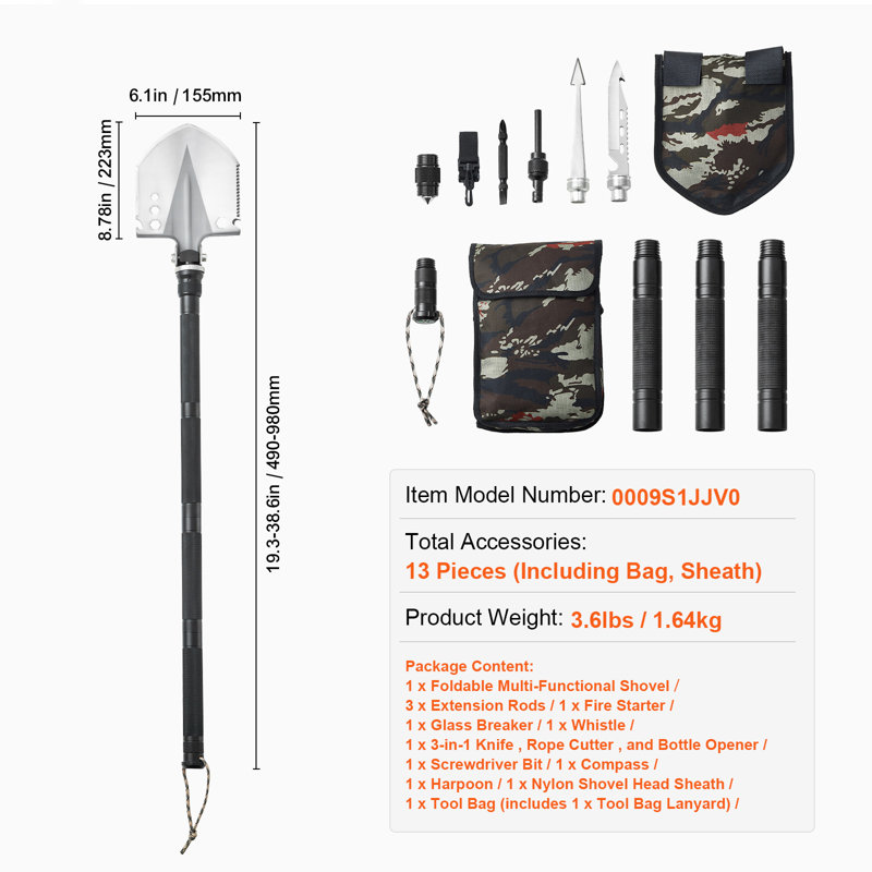 Survival Shovel 13 in 1