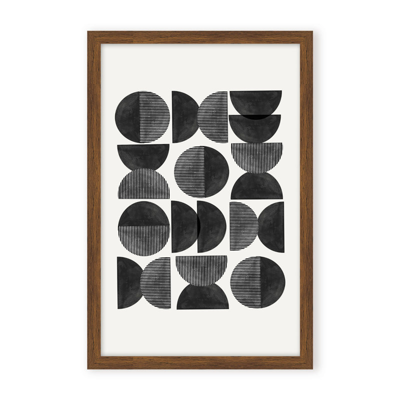 Abstract Mid Century, Geometric by  - Picture Frame Painting on Paper, 36" H x 24" W x 1.125" D, Black, Framed Matted Print
