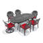 Ensemble de salle à manger toutes saisons en fonte d'aluminium avec chaises pivotantes ergonomiques