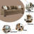 Brown Suede Fabric Sofa W/4 Pillows