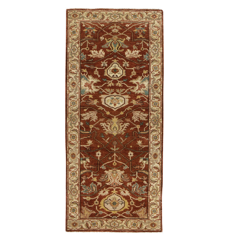 Tapis unique rouille / ivoire / jaune 2 pi 8 po x 6 pi One-of-a-Kind
