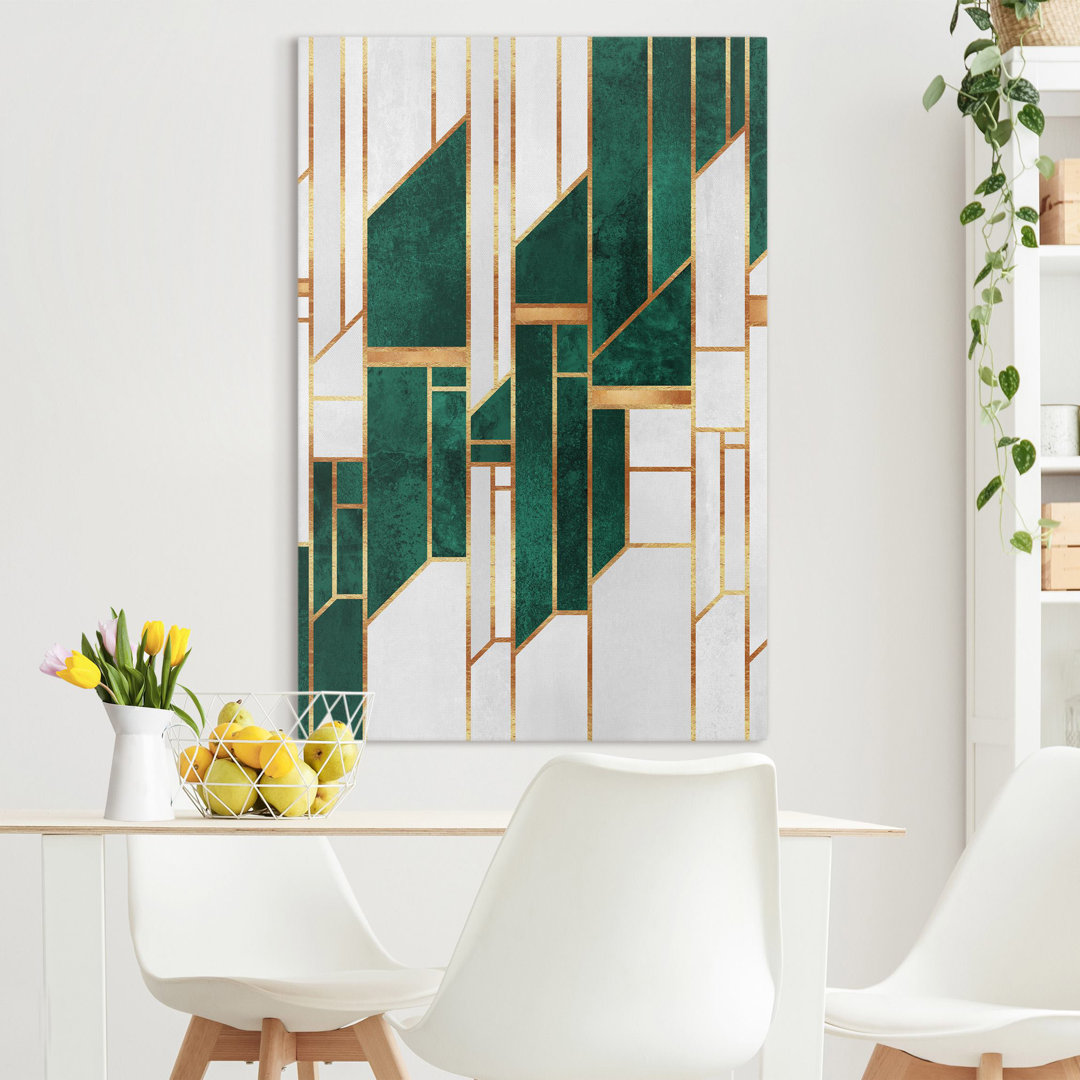 Leinwandbild Emerald und Gold Geometrie von Elisabeth Fredriksson