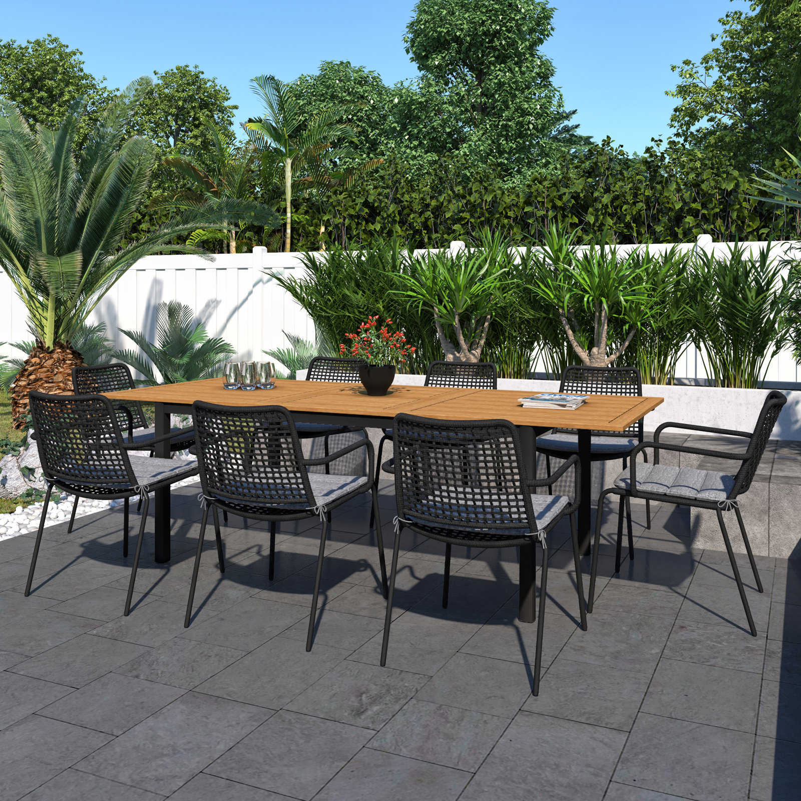 Aundraya 70.8'' Extendable Outdoor Dining Table