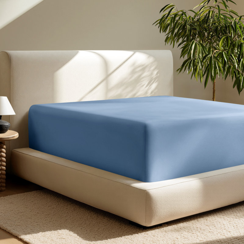Extra Deep Microfiber Fitted Sheet, Queen Fitted Sheet, Coronet Blue