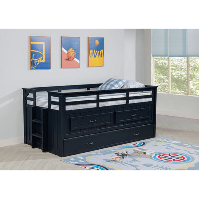 Starboard Navy Blue Twin Captain Bed With Trundle
