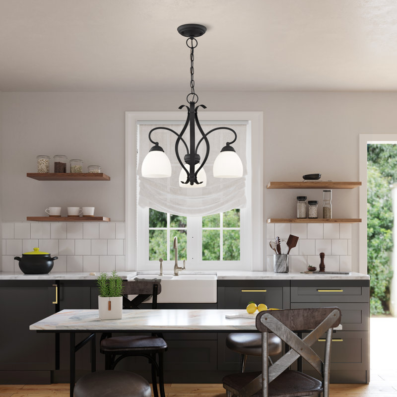 Rossitano 3 - Light Steel Dimmable Chandelier, Black
