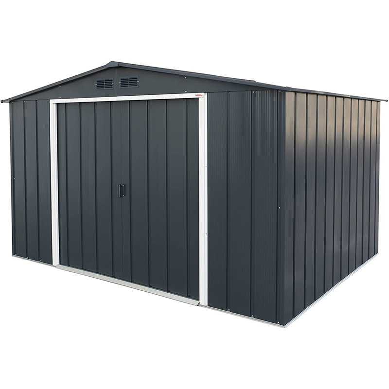 Salford 10 ft. W x 8 ft. D Metal Garden Shed, Anthracite Grey