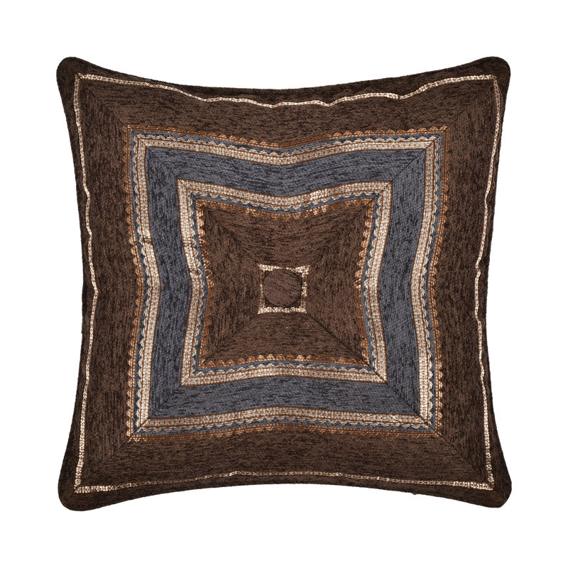 Coussin décoratif carré 18 po Sofia, Wedgewood rayé