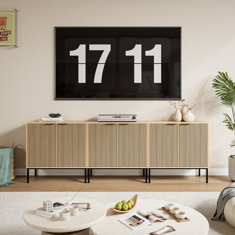 Aziana 94.5'' Modern TV Stand for TVs up to 85'' with Adjustable Shelves, Black