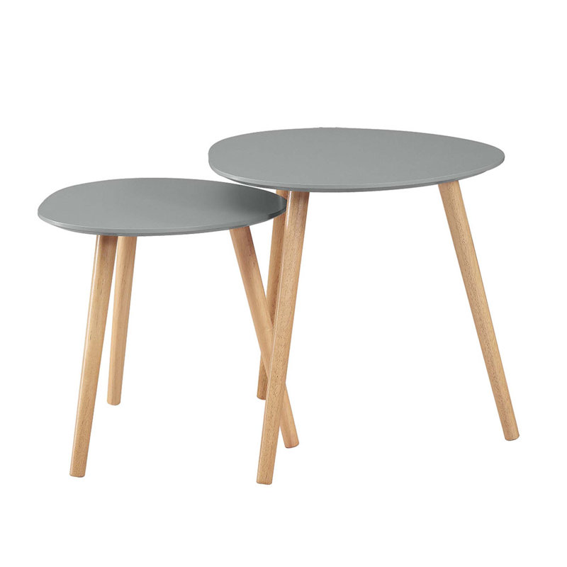 Amethist Nesting End Table, Grey/Light Oak
