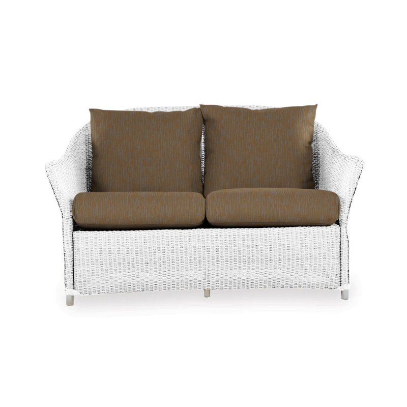 Weekend Retreat Outdoor 2 - Seat Loveseat, White, Bamboo Bay Sky