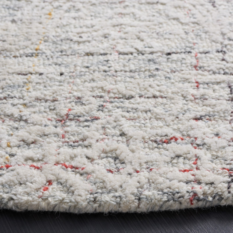 Tapis ivoire touffeté à la main Meira, Rond 6 pi