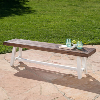 Banc de salle à manger en bois d'acacia Sandblast avec structure en métal rustique