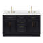 Meuble-lavabo double en bois massif Tidworth avec plateau en quartz blanc de 1,5 po-815378185-818783554