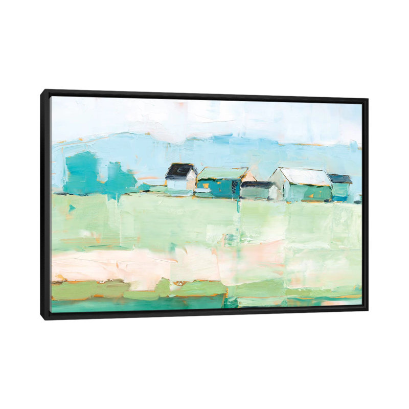 "Rurale pastel II" par Ethan Harper - reproduction d'art, H 18 po x l 26 po x P 1,5 po, Toile avec cadre noir, Pas de tapis