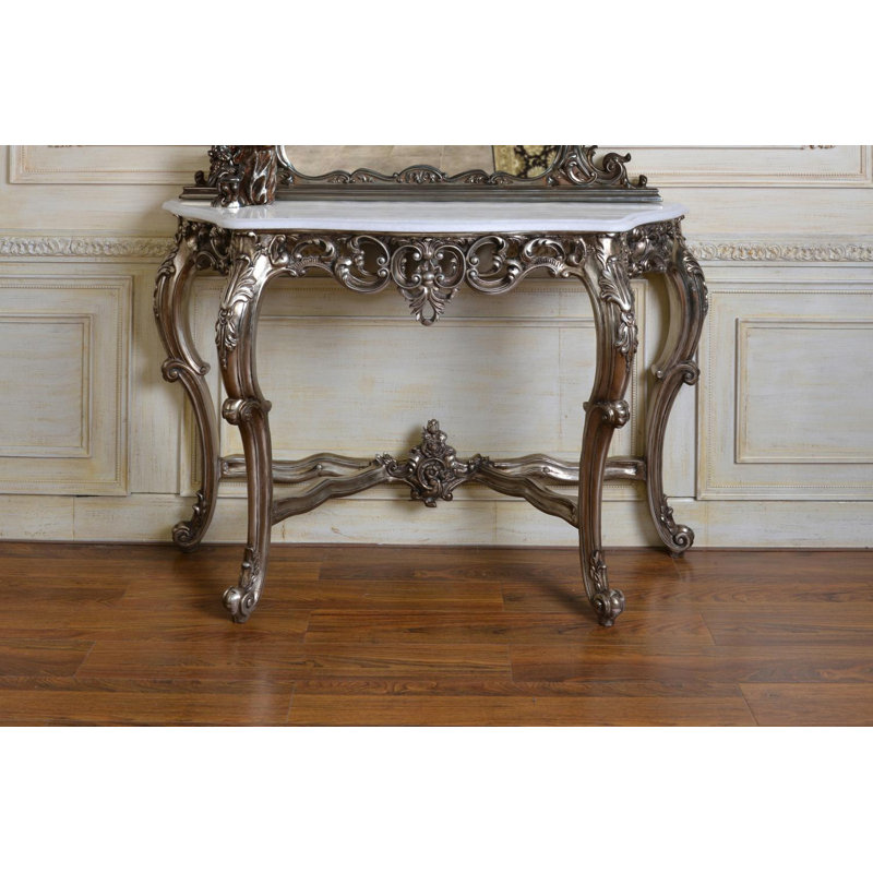Pensford 53'' W Marble Console Table, Black