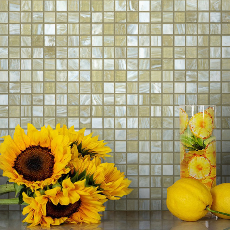 Skosh 0.6" x 0.6" Glass Grid Mosaic Wall & Floor Tile, Red/Orange
