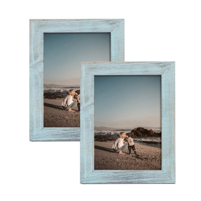 Blue Wood Matte Picture Frame - Set of 2