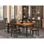 Ensemble de 5 tables de cuisine pour 4 personnes comprenant une table de salle à manger rectangulaire avec rallonge papillon et 4 chaises rembourrées en similicuir, noir et cerise-1679770888-1679808289-1627945199