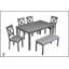 Ensemble de salle à manger de cuisine 6 pièces, table rectangulaire en bois avec 4 chaises rembourrées et un banc pour une assise confortable et une esthétique moderne-77036984-77036985-77036990