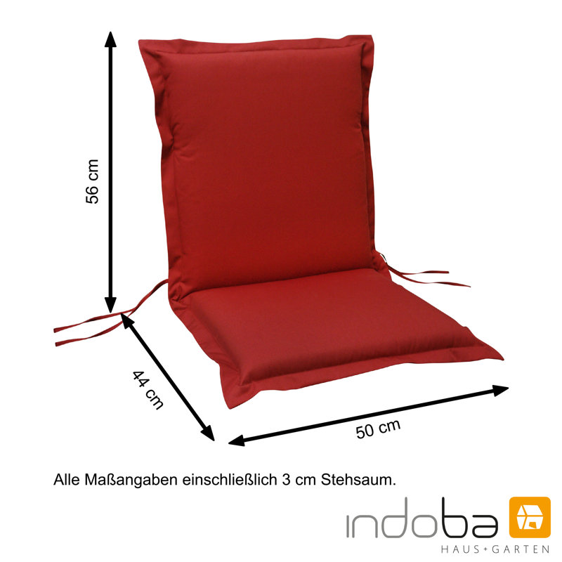 Premium Dining Chair Cushion, Red, 9 cm H x 50 cm W x 100 cm D