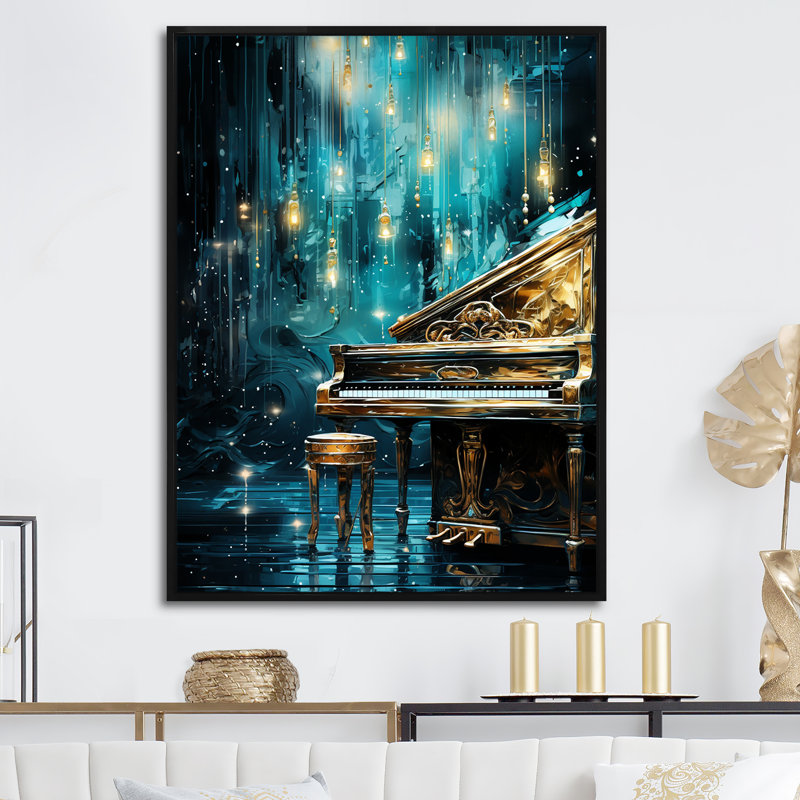 «Blue Piano», impression sur toile, Gold Picture Framed, H 32 po x l 24 po