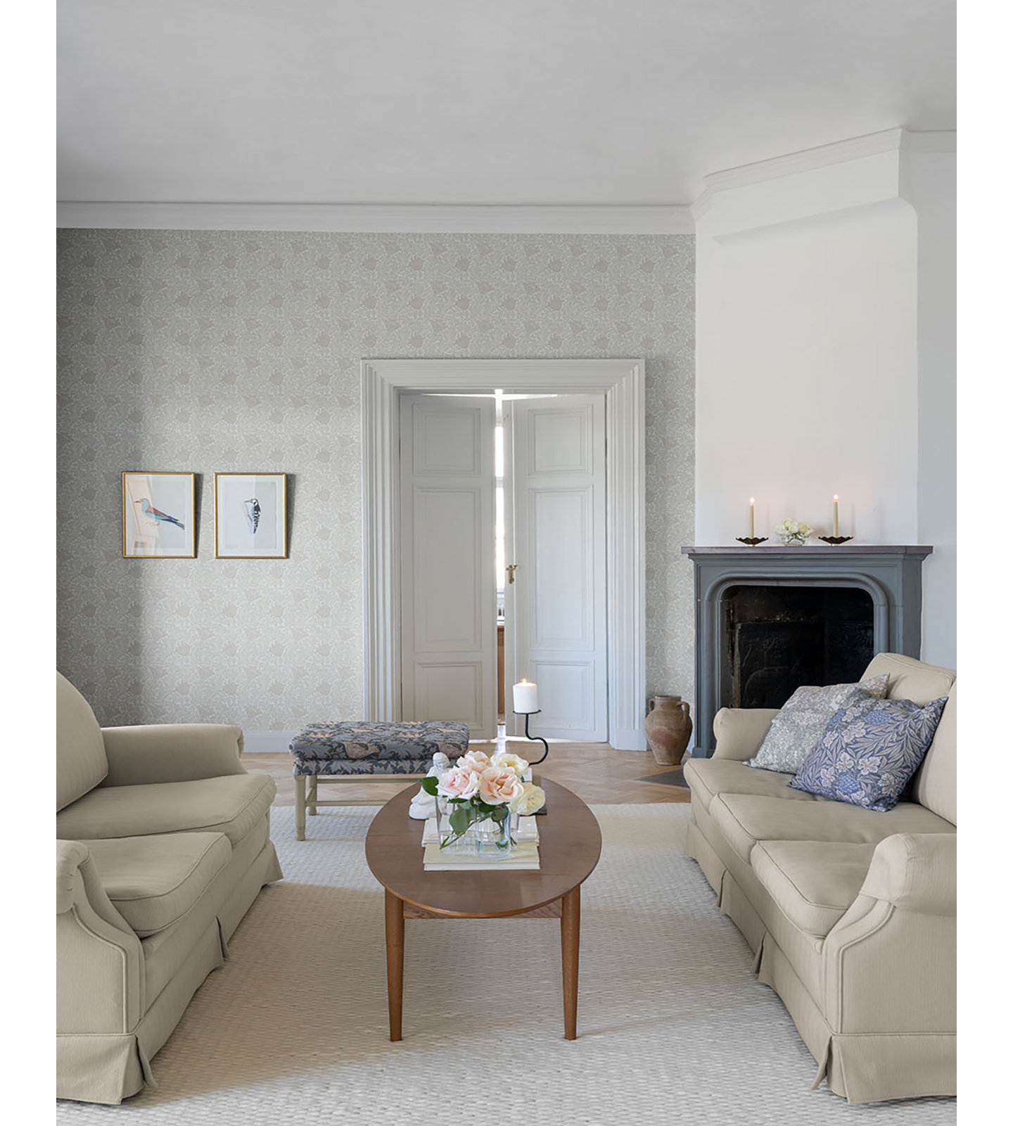 Anemone Floral Wallpaper, Dove