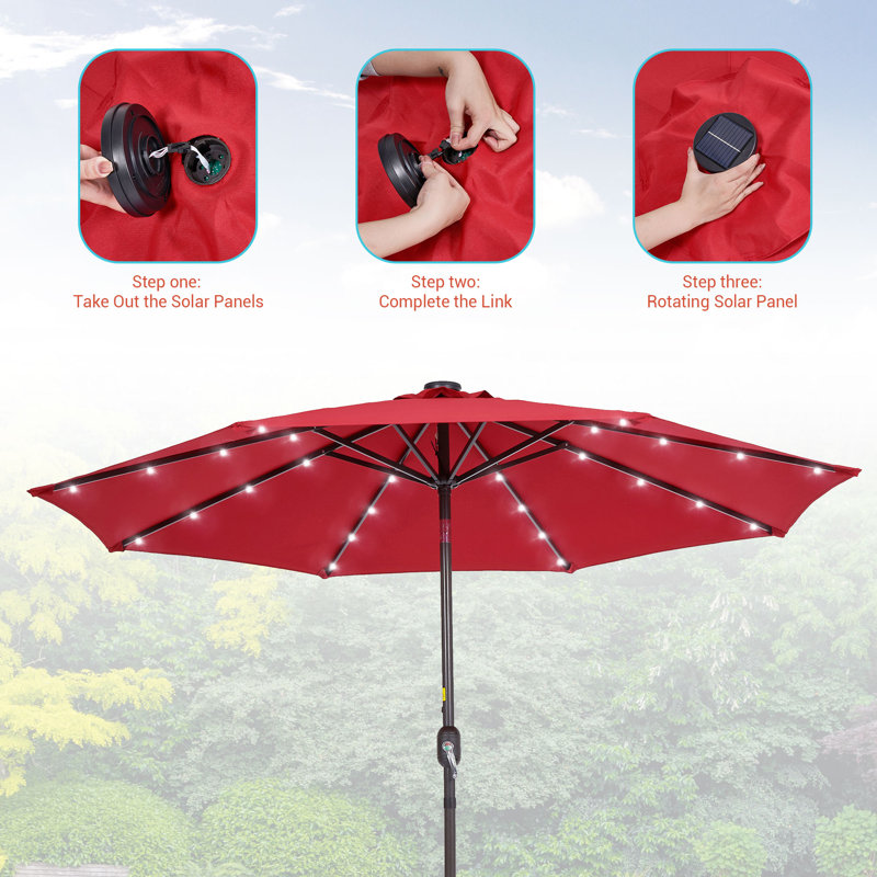 Parasol de marché éclairé 108,00 po Donyu, Rouge