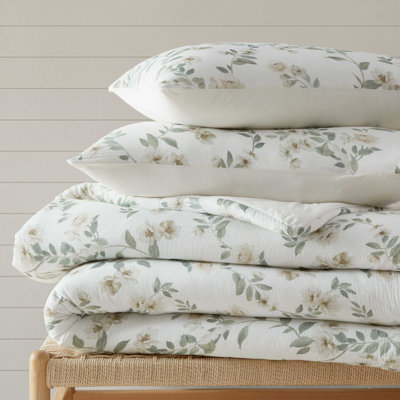 Martha Stewart Vivian Floral Cotton Blue Comforter Set