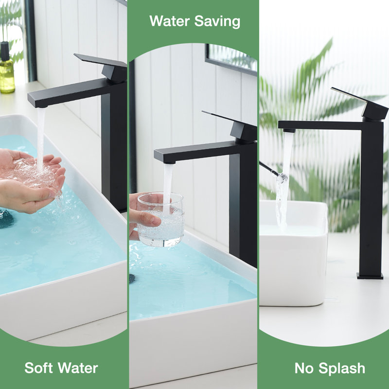 Single Handle Bathroom Faucet Single Hole with Pop Up Drain, Matte Black