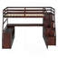 Lit mezzanine double avec 7 tiroirs, 2 tablettes et bureau - Espresso
