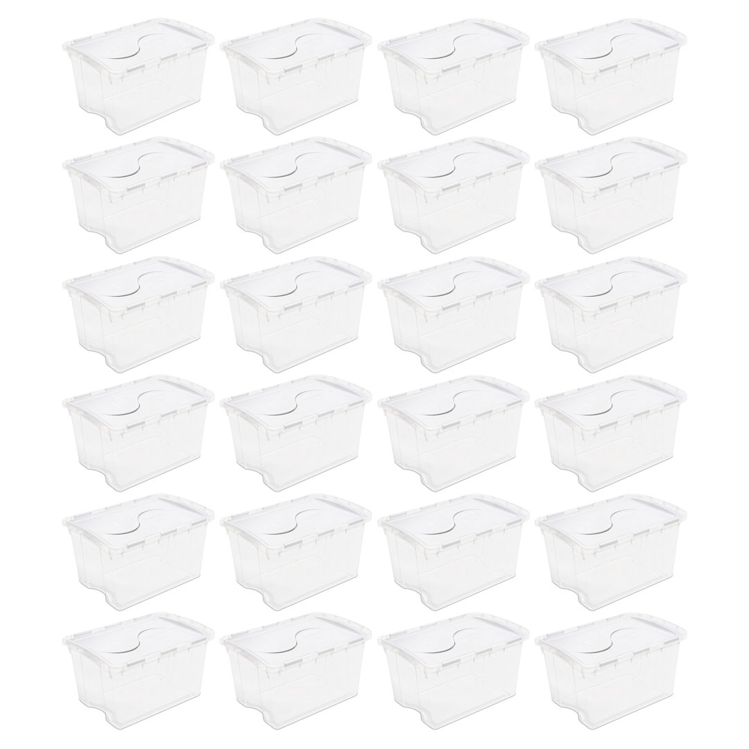 Sterilite 48 Qt Hinged Lid Storage Box Plastic Stackable Bin with Lid Sterilite Pack