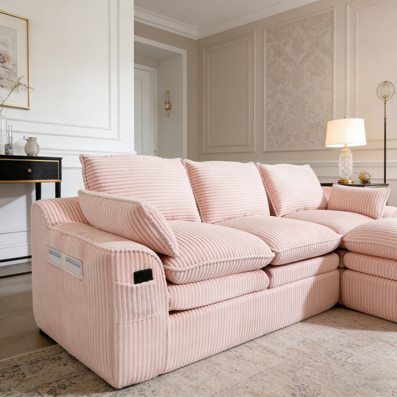 Canapé modulaire modulaire en forme de L Modern, Rose
