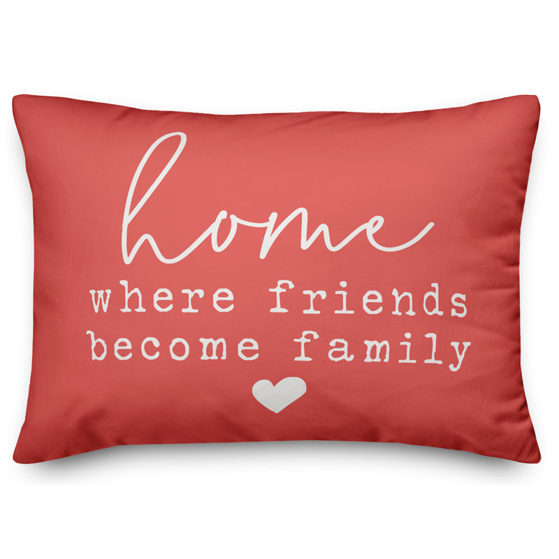 Textual Outdoor Throw Pillow, Coral