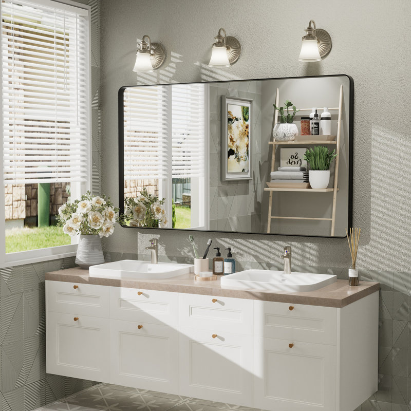 Miroir mural Aevar, Noir mat, 48 po x 28 po