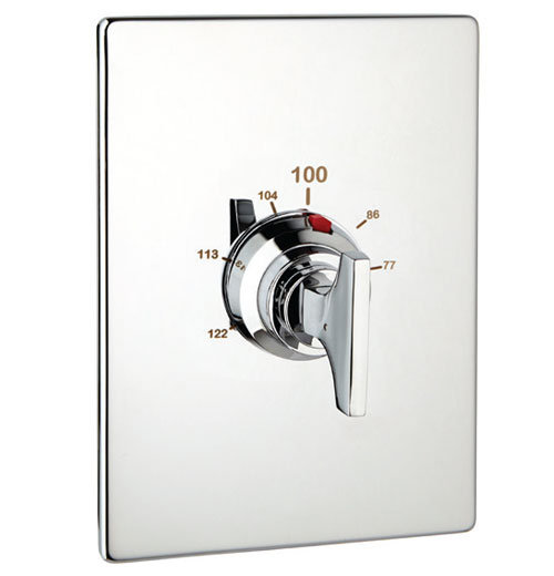Spring Rectangle Thermostat Complete with Valve, Polished Chrome, 0.75"