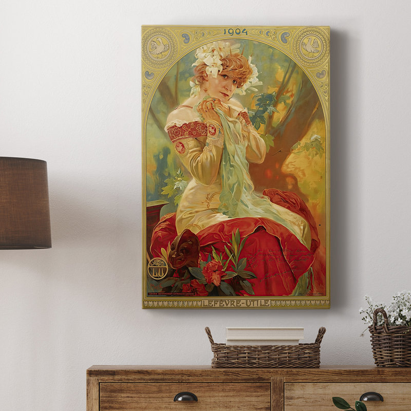 Lefèvre-Utile (Sarah Bernhardt) -Galerie sur toile tendue par Alphonse Mucha, 8 x 12
