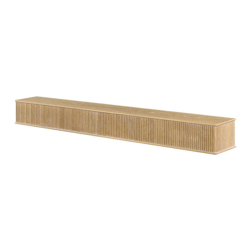 Modern Ember Monti 72" Fireplace Wood Mantel Shelf with Fluted “Reed” Details in Whitewash, 72", Whitewash