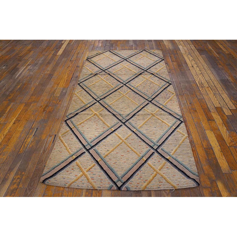 Petit tapis crocheté en laine antique American