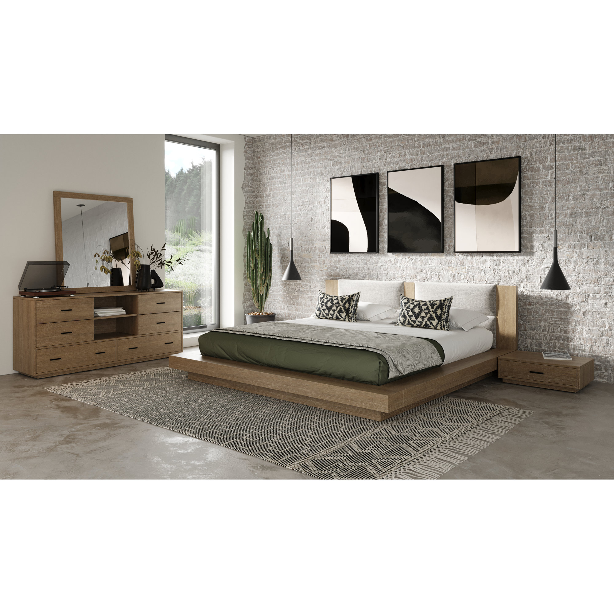 Boushra Bedroom Set, Queen, Dark Walnut
