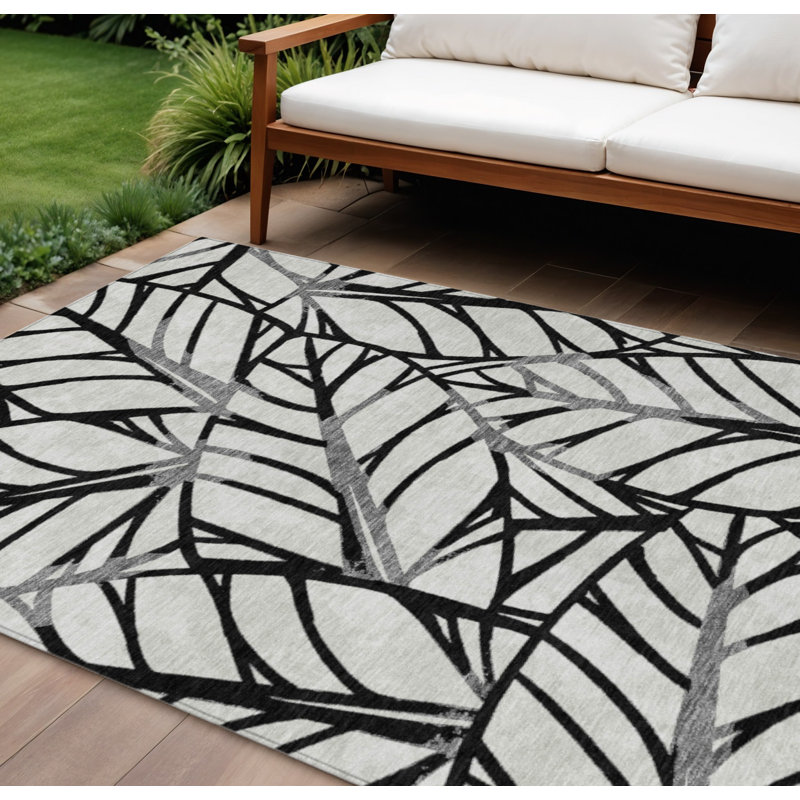 Tapis intérieur lavable floral 8 pi x 10 pi gris