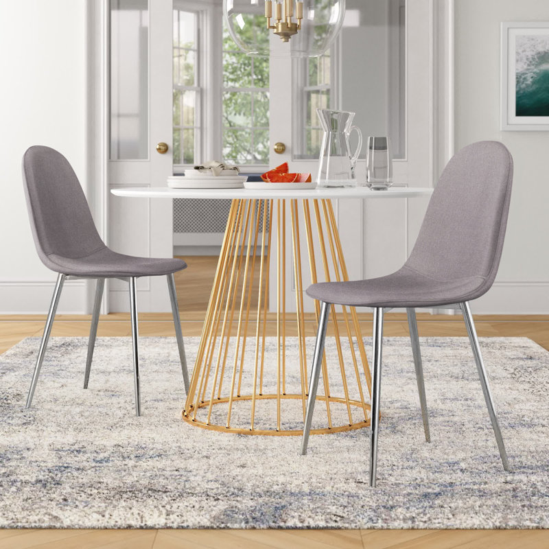 Elzada 18.5'' H Upholstered Side Chair, Charcoal Polyester Blend , Walnut