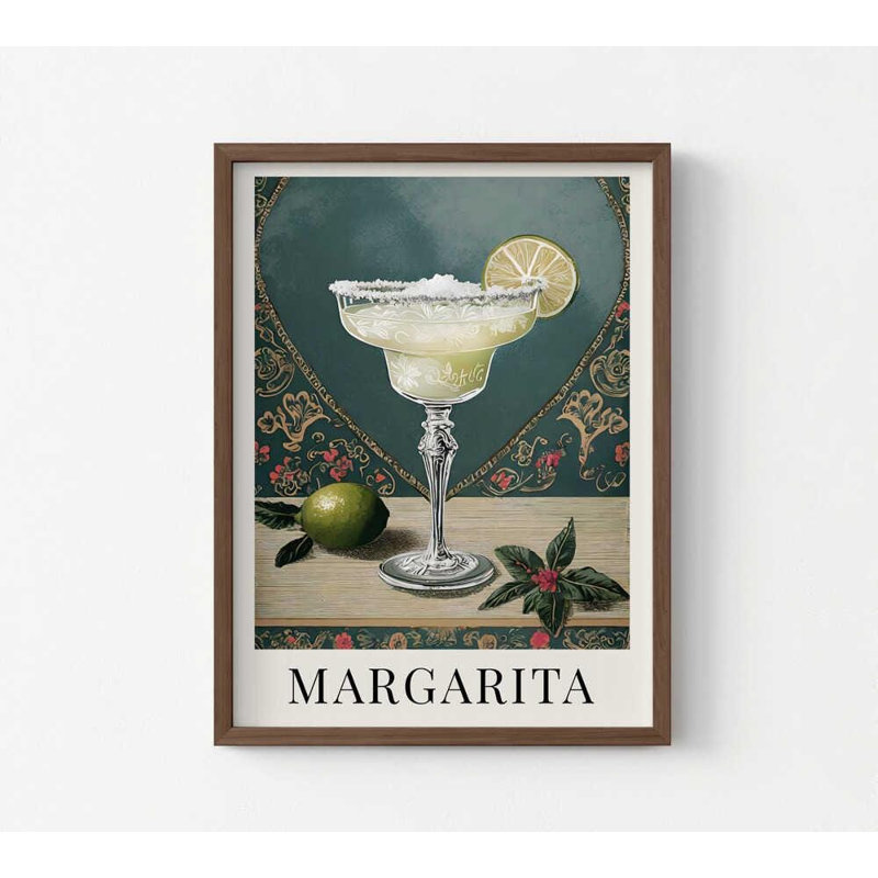 Reproduction d'art margarita: Illustration d'un cocktail classique, H 40 po x l 30 po, Impression encadrée sans passe-partout