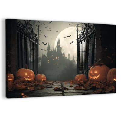 Art mural d'automne d'automne, décoration murale de photos d'Halloween, art mural sur toile d'Halloween, art mural de citrouille de style gothique effrayant pour le hall d'entrée de vestibule 12 x 16 po