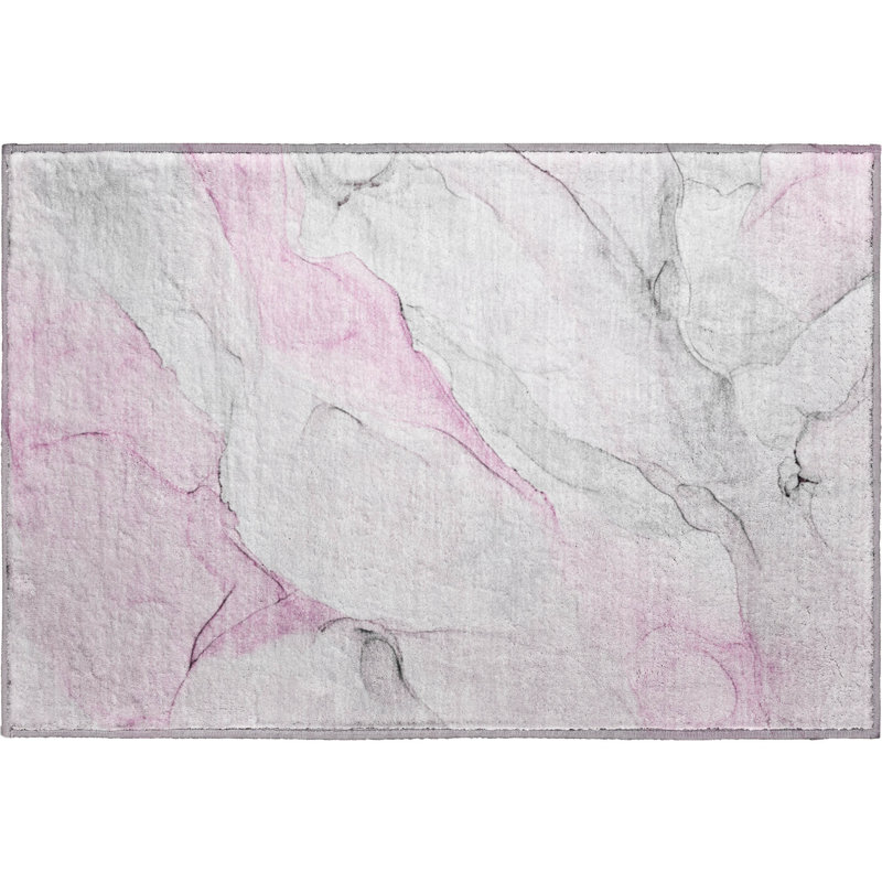 Tapis rose Cerrito AMF515 lavable à la machine de qualité supérieure, Rectangle 1 pi 8 po x 2 pi 6 po