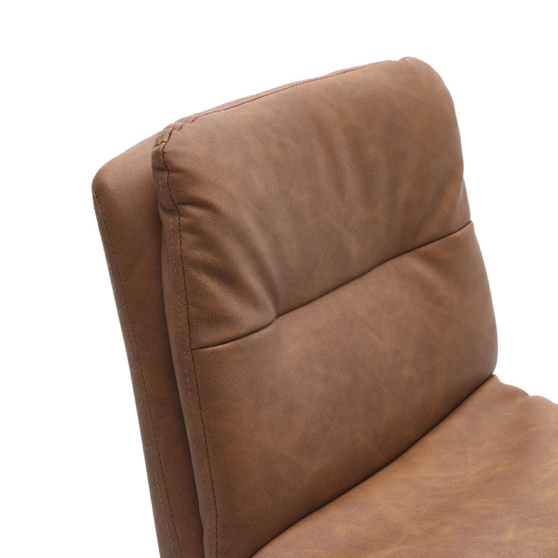 Aidie Upholstered Counter Stool with Metal Frame, Brown