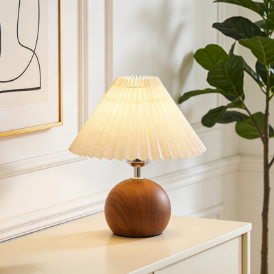 Modern Design Fabric Table Lamp Features Pleated Lampshade ,With Bulbs